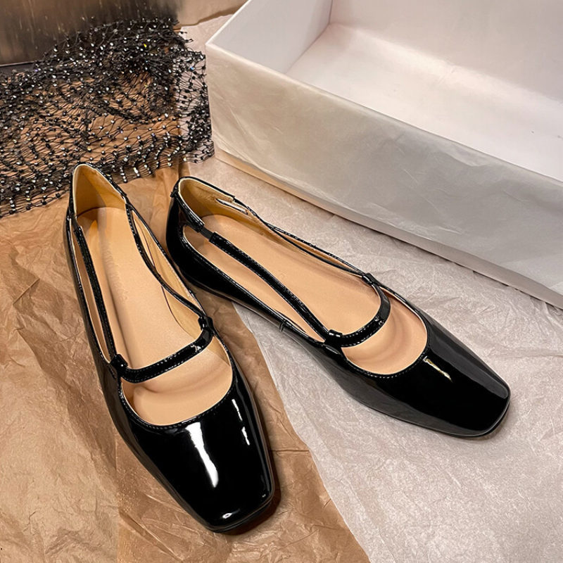 Mujeres Mary Jane Zapatos Planos de Ballet Baile Puntera Cuadrada Hebilla Correa Mocasín Moda - Imagen 14 de 18