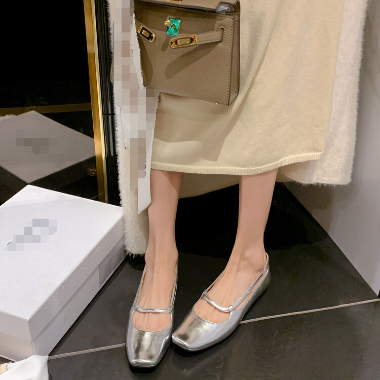 Mujeres Mary Jane Zapatos Planos de Ballet Baile Puntera Cuadrada Hebilla Correa Mocasín Moda - Imagen 18 de 18