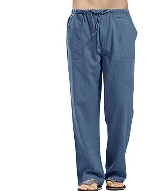 Mens Summer Cotton Linen Beach Pants Yoga Drawstring Elasticated Loose Trousers - Picture 15 of 24