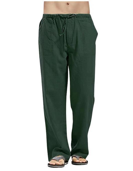 Mens Summer Cotton Linen Beach Pants Yoga Drawstring Elasticated Loose Trousers - Picture 22 of 24