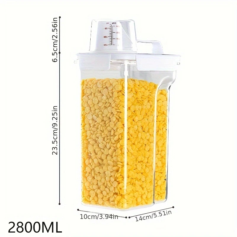 Food Storage Containers with Lids Airtight Measuring Cup Clear Plastic Kitchen