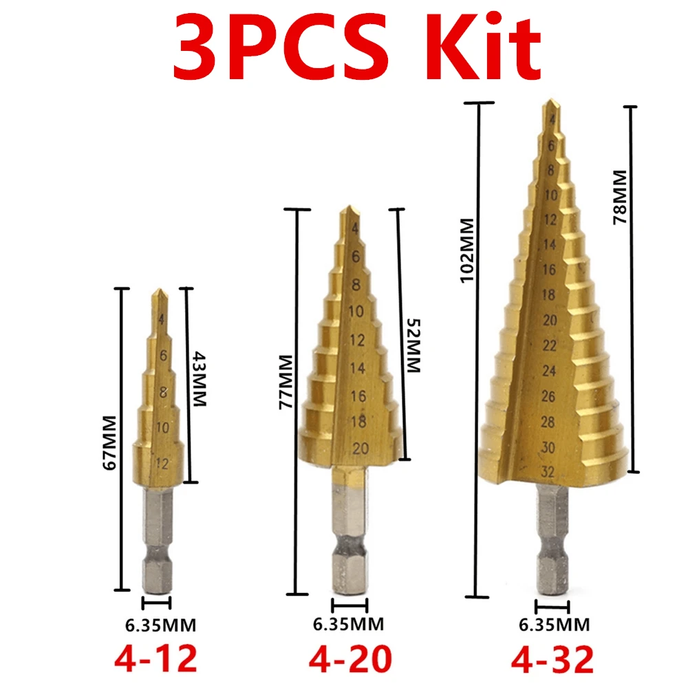 HSS Straight Groove Step Drill Bit Set Titanium Coated Core Drill Bit Set - Bild 26 von 28