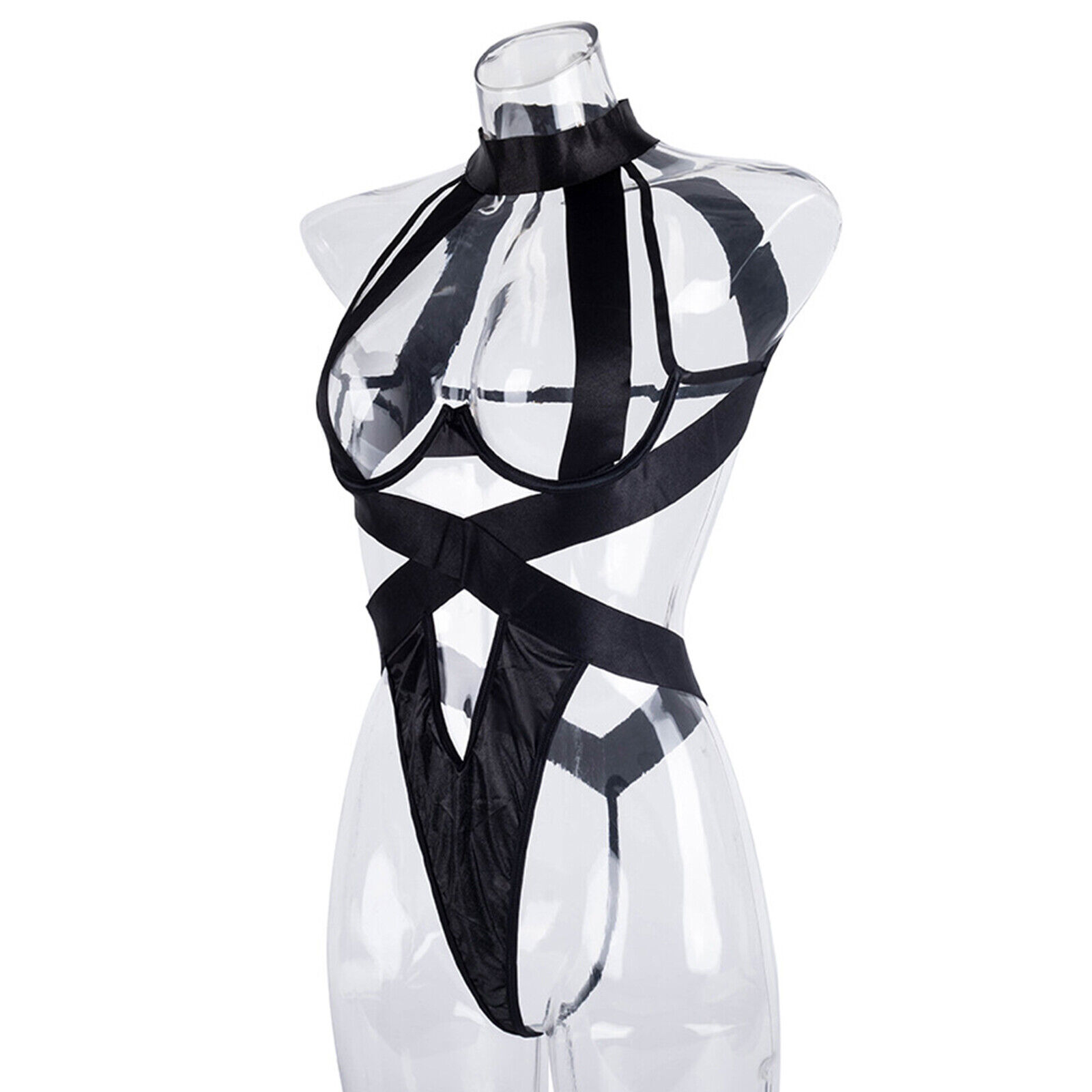Women One-piece Body Full Harness Bodysuit Lingerie Hollow Out Cage Bra Leotard - Picture 32 of 63