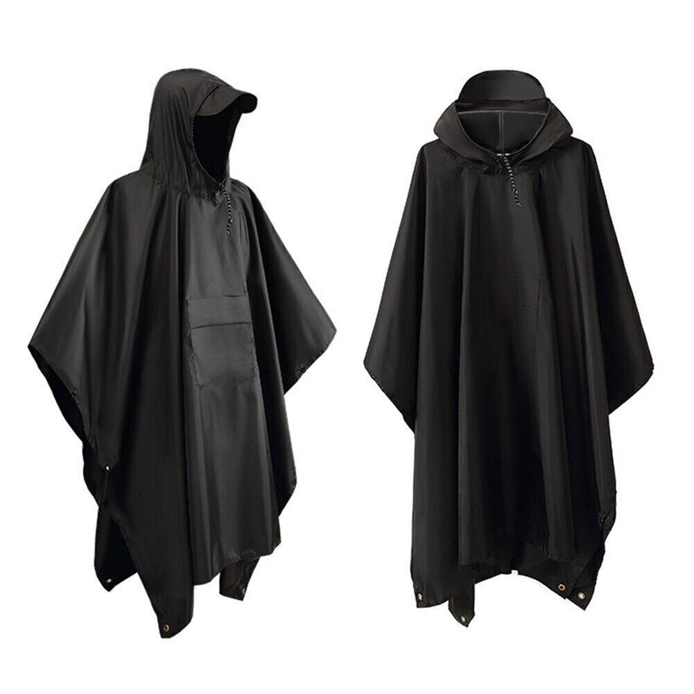 Hot Military Waterproof Raincoat Women Men Hooded Rainwear Camping Rain Poncho - Picture 15 of 16