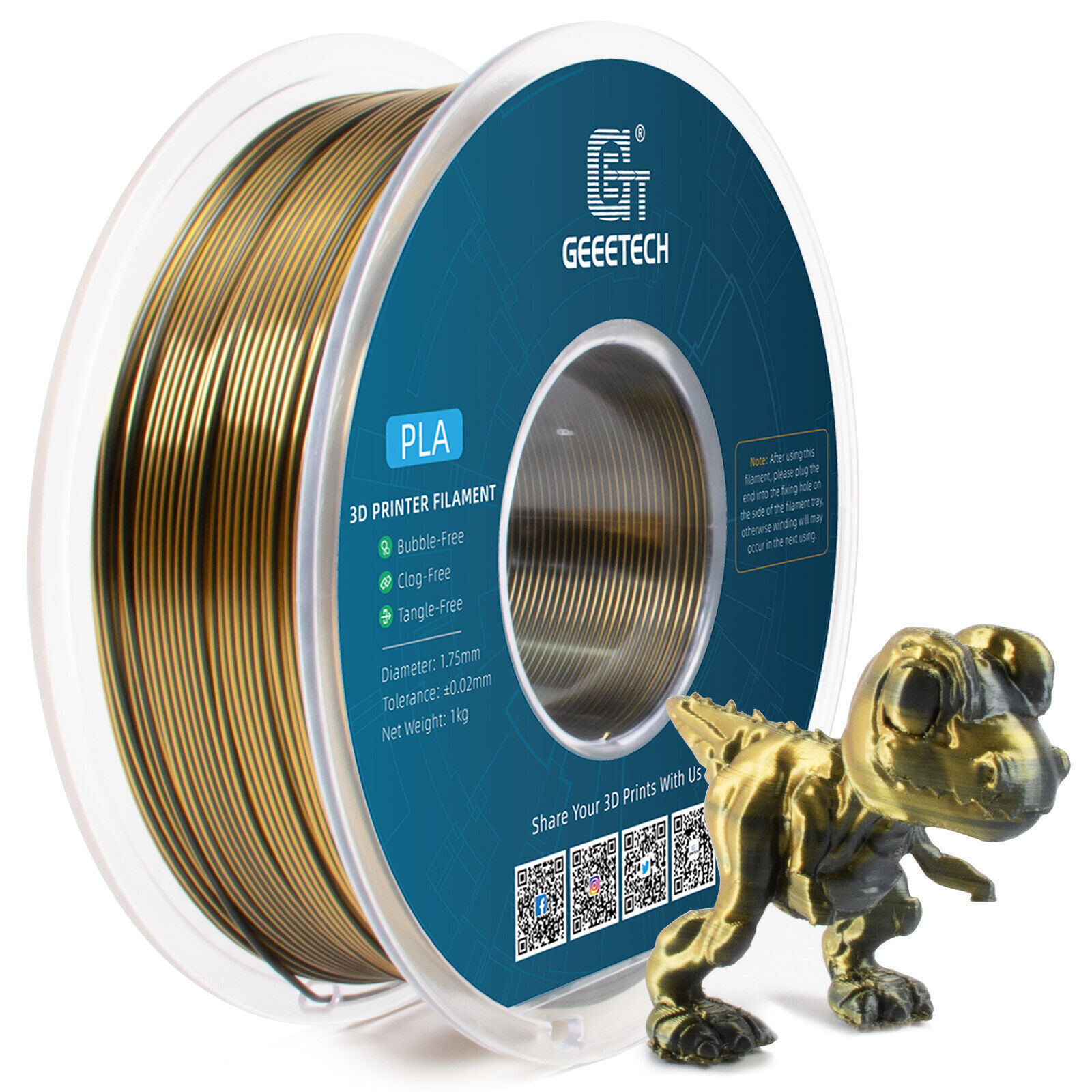 1KG 1.75mm Silk PLA GEEETECH 3D Printer Filament Dual/Tricolor Silk Gradient PLA