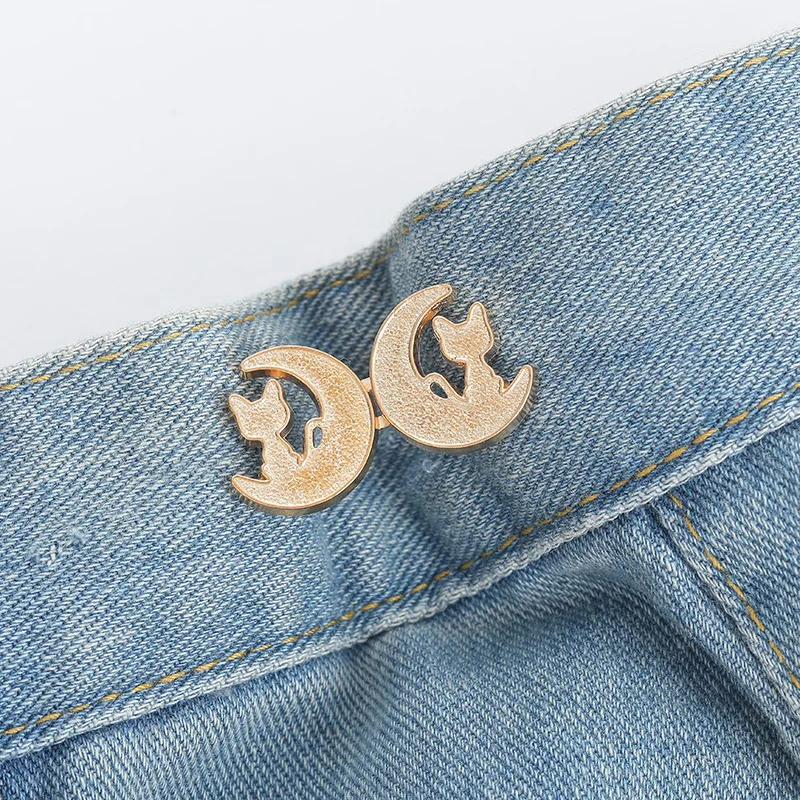 Adjustable Tightener Waist Buckle for Jeans, No Sewing Required Butterfly Button - Picture 25 of 37