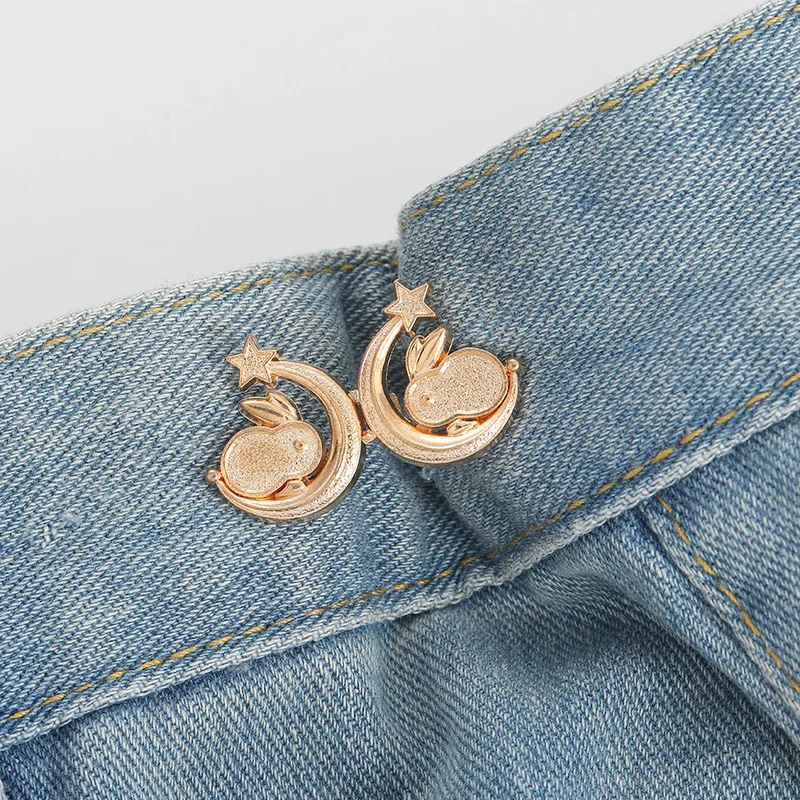 Adjustable Tightener Waist Buckle for Jeans, No Sewing Required Butterfly Button - Picture 29 of 37