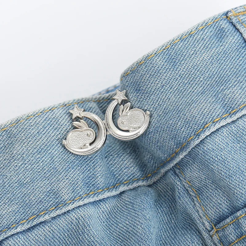 Adjustable Tightener Waist Buckle for Jeans, No Sewing Required Butterfly Button - Picture 30 of 37