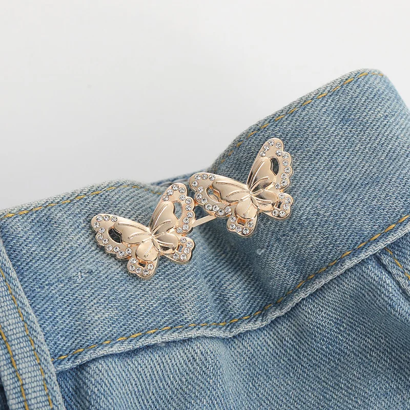 Adjustable Tightener Waist Buckle for Jeans, No Sewing Required Butterfly Button - Picture 31 of 37