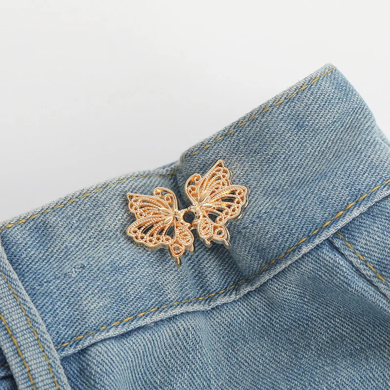 Adjustable Tightener Waist Buckle for Jeans, No Sewing Required Butterfly Button - Picture 33 of 37