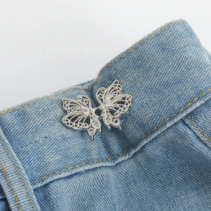 Adjustable Tightener Waist Buckle for Jeans, No Sewing Required Butterfly Button - Picture 34 of 37