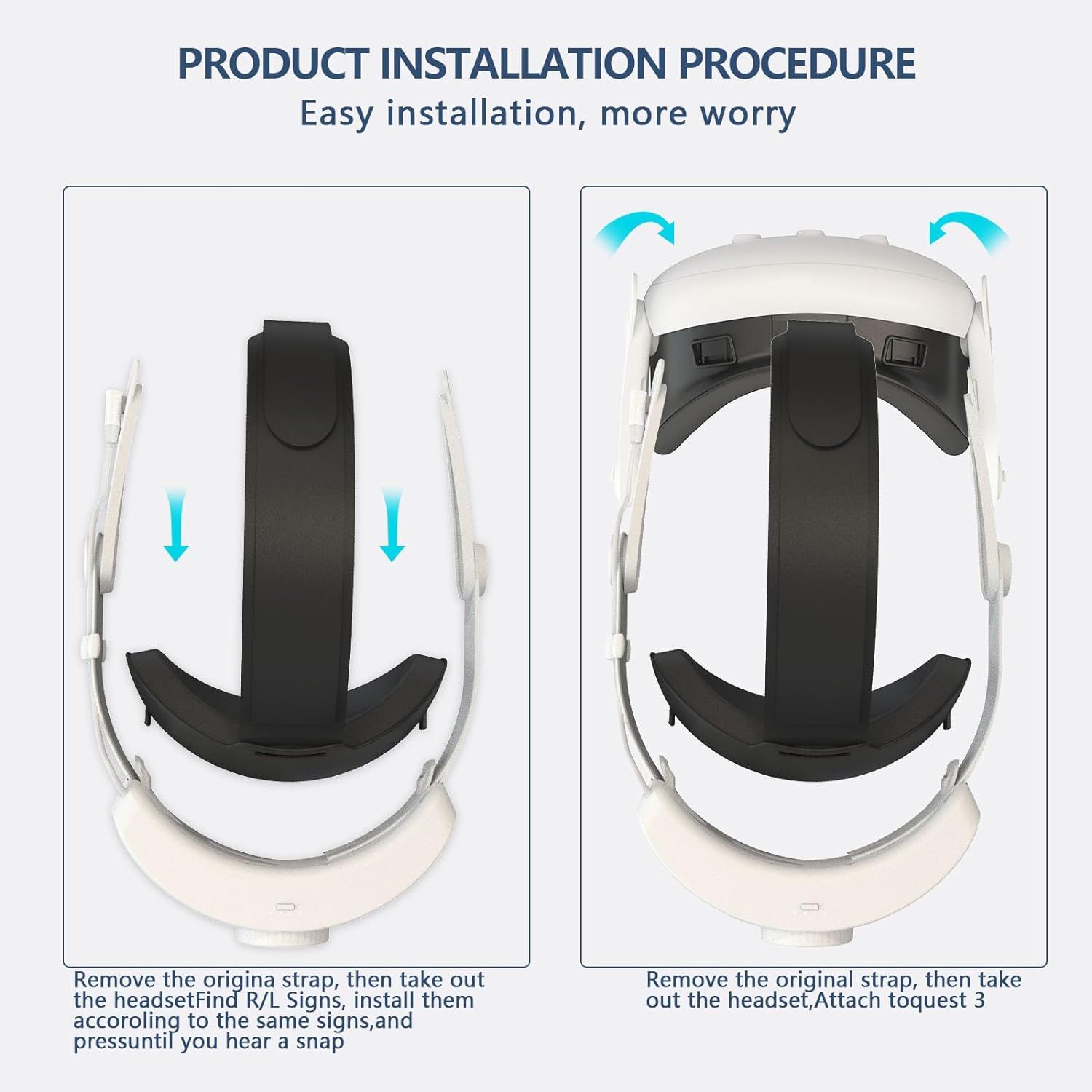 Head Strap for Oculus Quest 3, Lightweight Replacement Strap VR Accessories