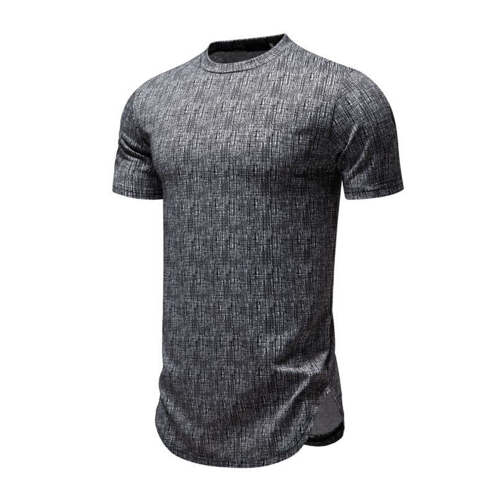 Modisches lässiges kurzärmliges Herren T-Shirt Struktur bedruckt Rundhals Tops - Bild 14 von 15