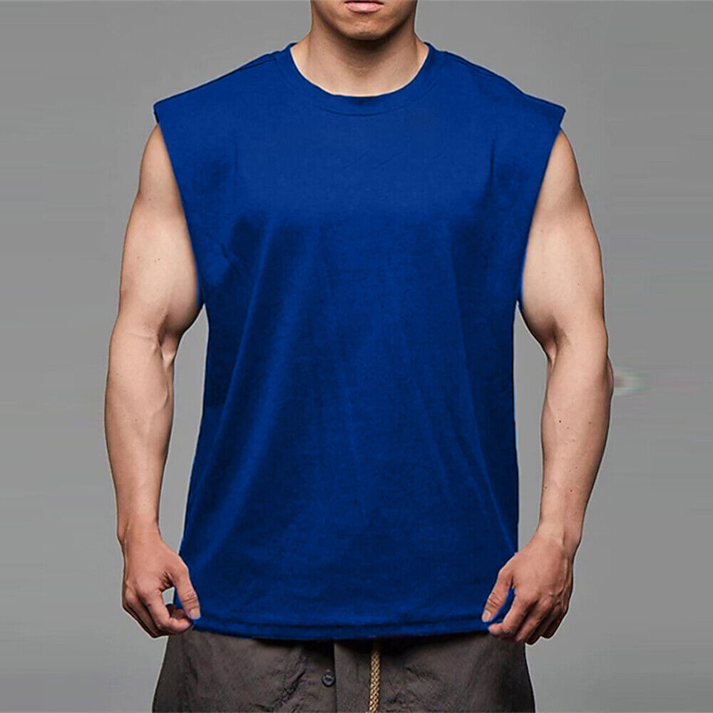 Mens Bodybuilding Vest Tank Tops Sleeveless Grandad Gym Sports Muscle T-Shirt