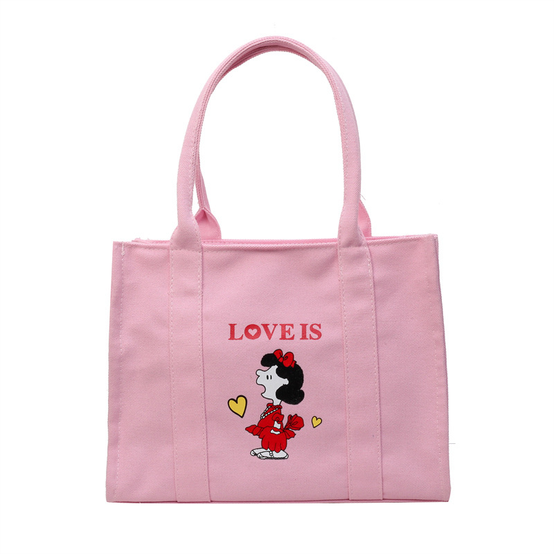 Fashionable handbag for women and men, summer canvas cartoon shoulder bag - Picture 23 of 23