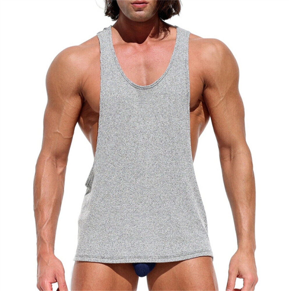 Men Fitness Bodybuilding Muscle TShirt Workout Tank Top Gym Athletic Sports Vest