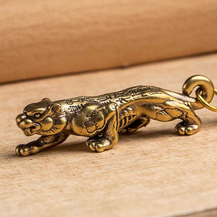 Pure Copper Tiger Talisman Token Keychain Small Pendant Handicraft