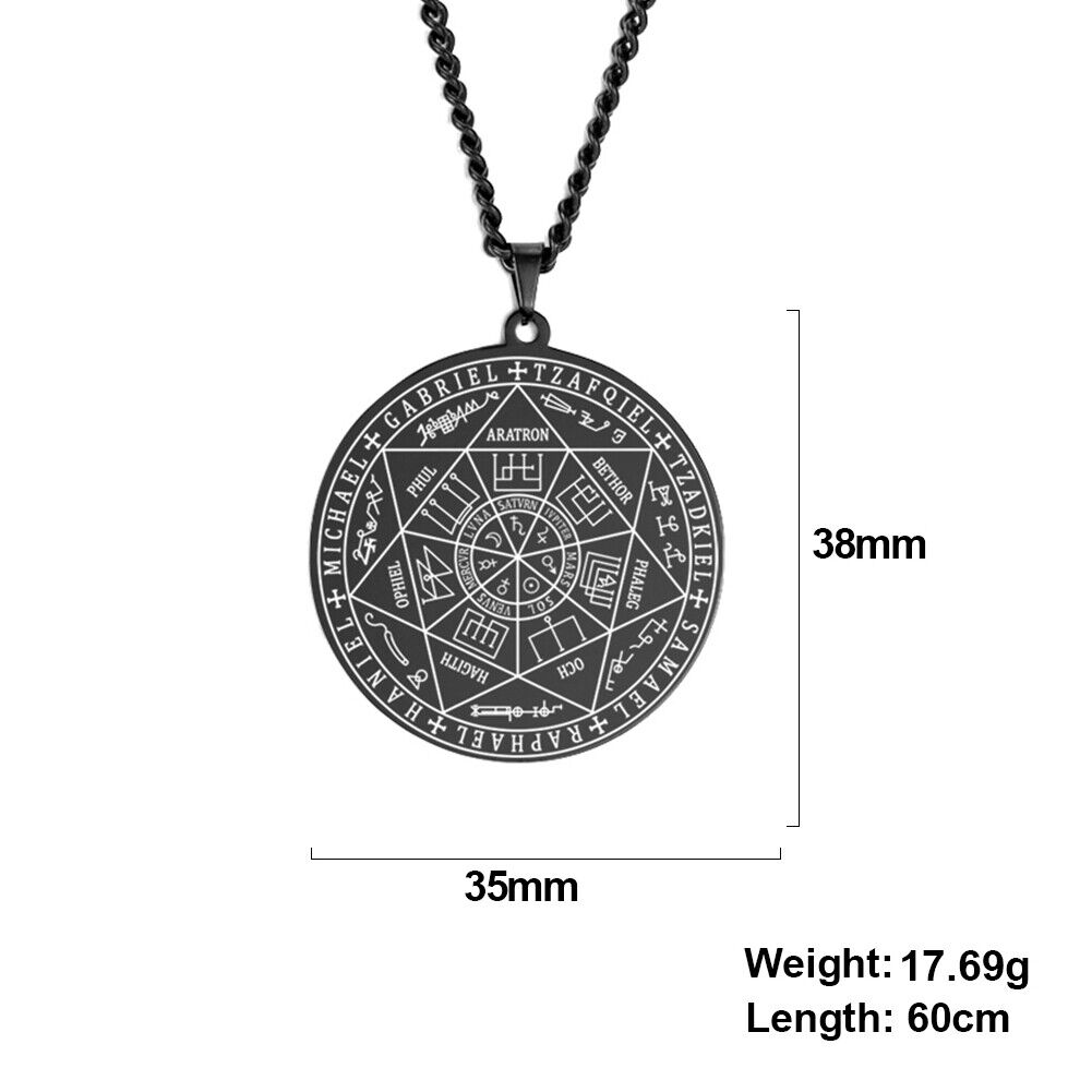 Seal of Solomon Seven Archangel Necklace Stainless Steel Saint Michael Jewelry - Picture 12 of 13