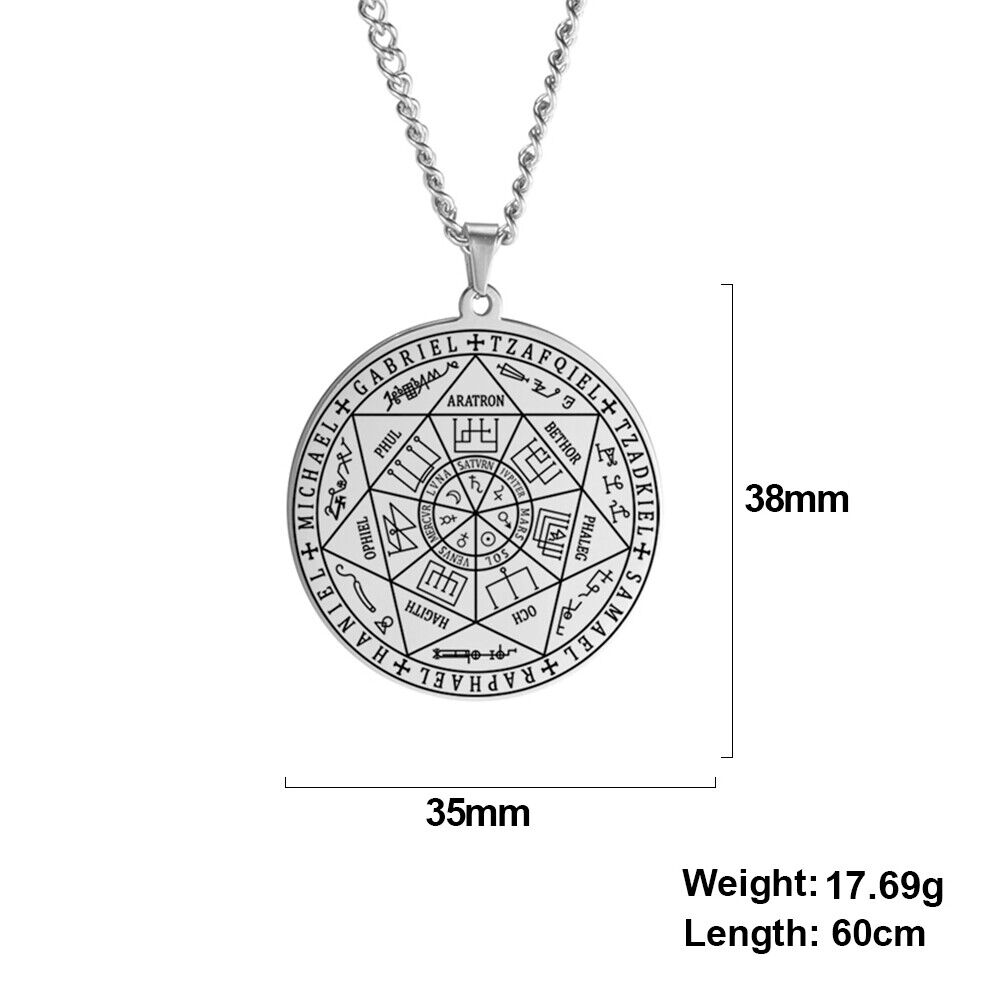Seal of Solomon Seven Archangel Necklace Stainless Steel Saint Michael Jewelry - Picture 13 of 13
