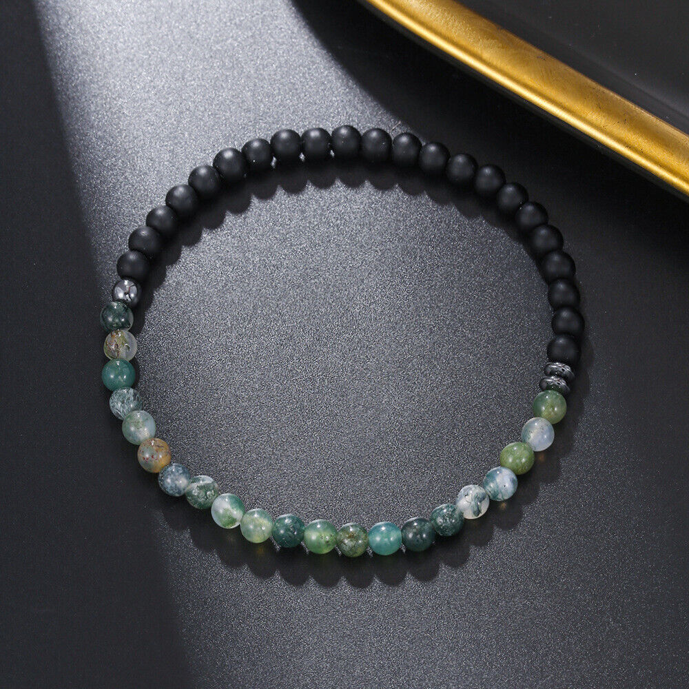 Natural 4mm Stone Stretch Bracelet Gemstone Healing Crystal Elastic Bracelets