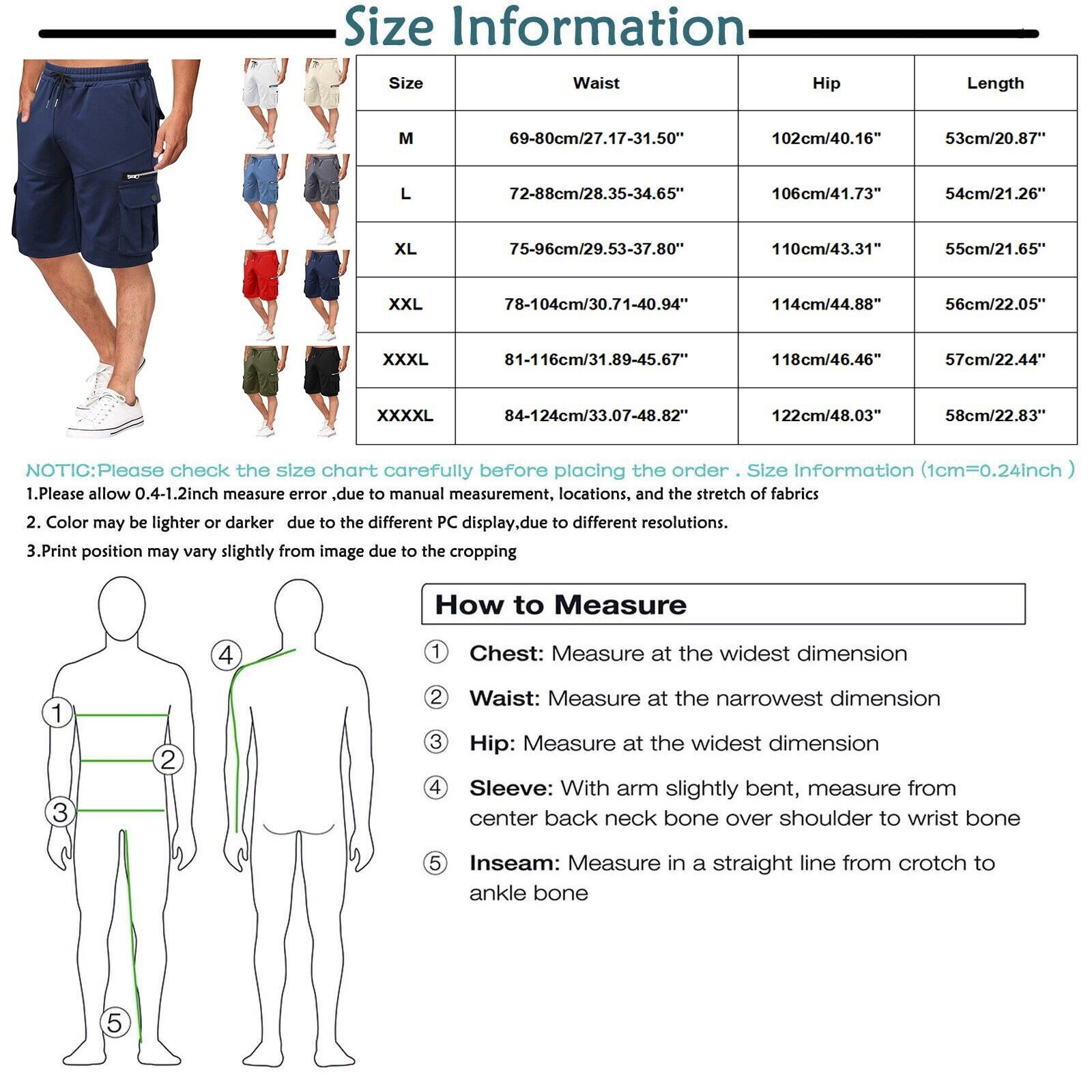 Summer Cargo Shorts Loose Casual Pants Multi-Pocket Fitness Jogging Shorts Men's - Picture 39 of 45
