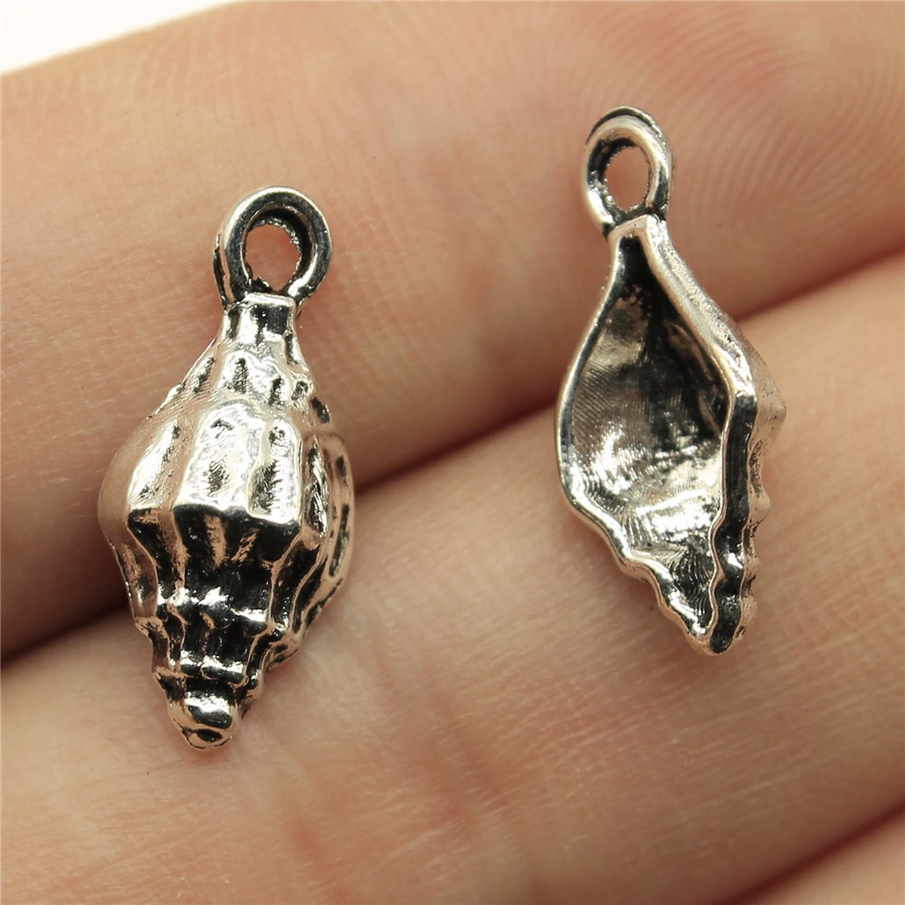 130 piezas dijes caracola de plata tibetana multicolor 19X9 mm hágalo usted mismo fabricación de joyas L11964 - Imagen 8 de 9