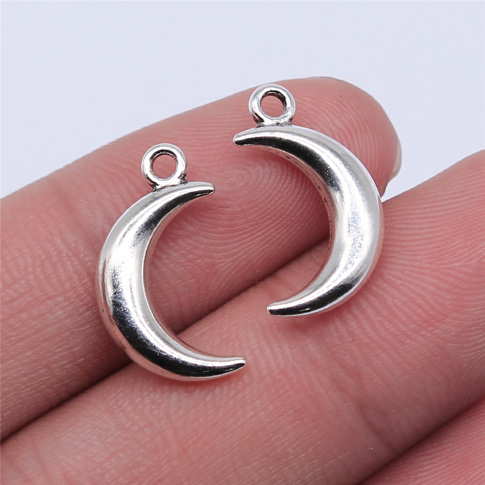 100 Pcs Multicolor Tibetan Silver Moon Charms 18X10MM Diy Jewelry Making L15476