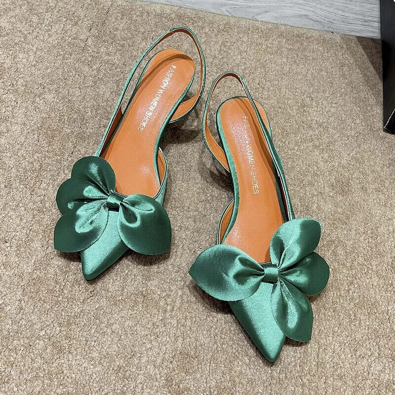 Fashion Women's Summer Bow Tie Pointed Toe Thin High Heels Stilettos Sandals - Picture 18 of 19