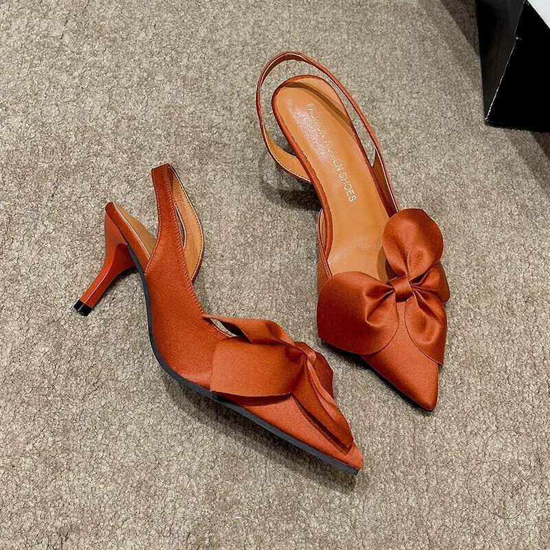 Fashion Women's Summer Bow Tie Pointed Toe Thin High Heels Stilettos Sandals - Picture 19 of 19