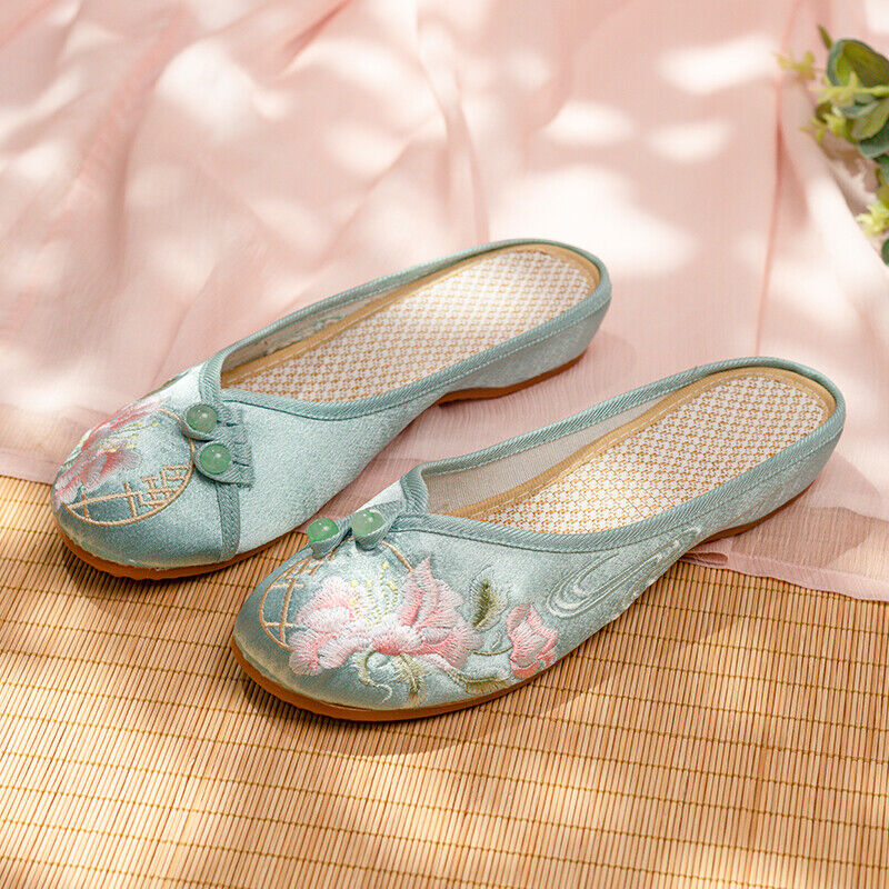 Women Chinese Slipper Shoes Retro Embroidered Floral Beaded Comfor Loafers Flat - Bild 14 von 14