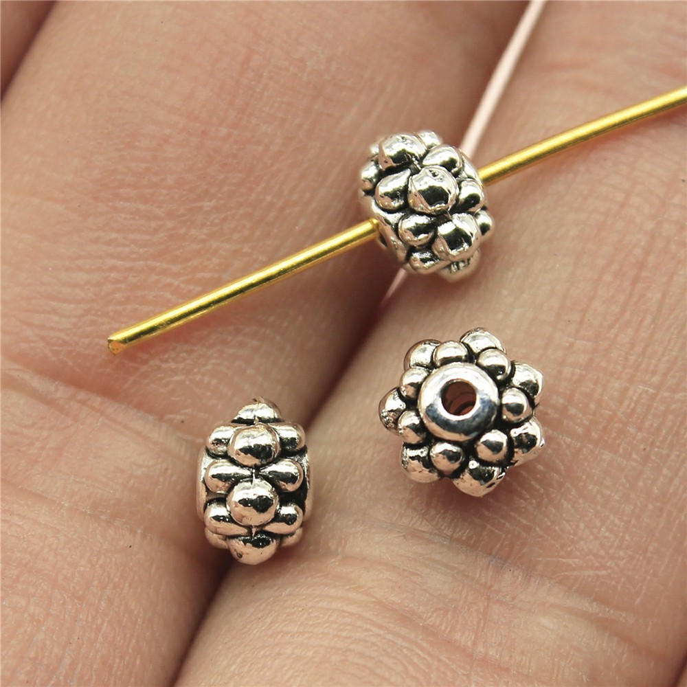 220 piezas cuentas espaciadoras sueltas multicolores de plata tibetana 6X6X4 mm hágalo usted mismo joyería L13754 - Imagen 7 de 7