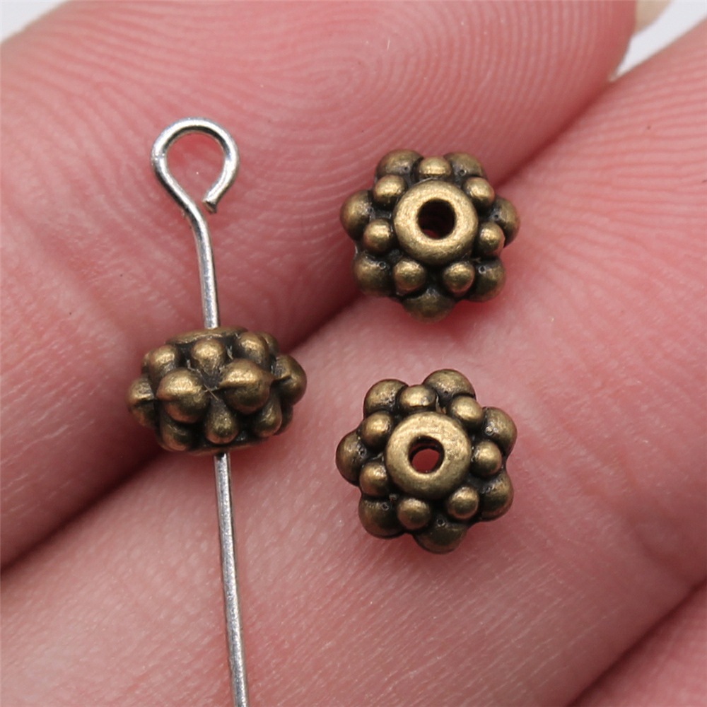 220 piezas cuentas espaciadoras sueltas multicolores de plata tibetana 6X6X4 mm hágalo usted mismo joyería L13754 - Imagen 6 de 7