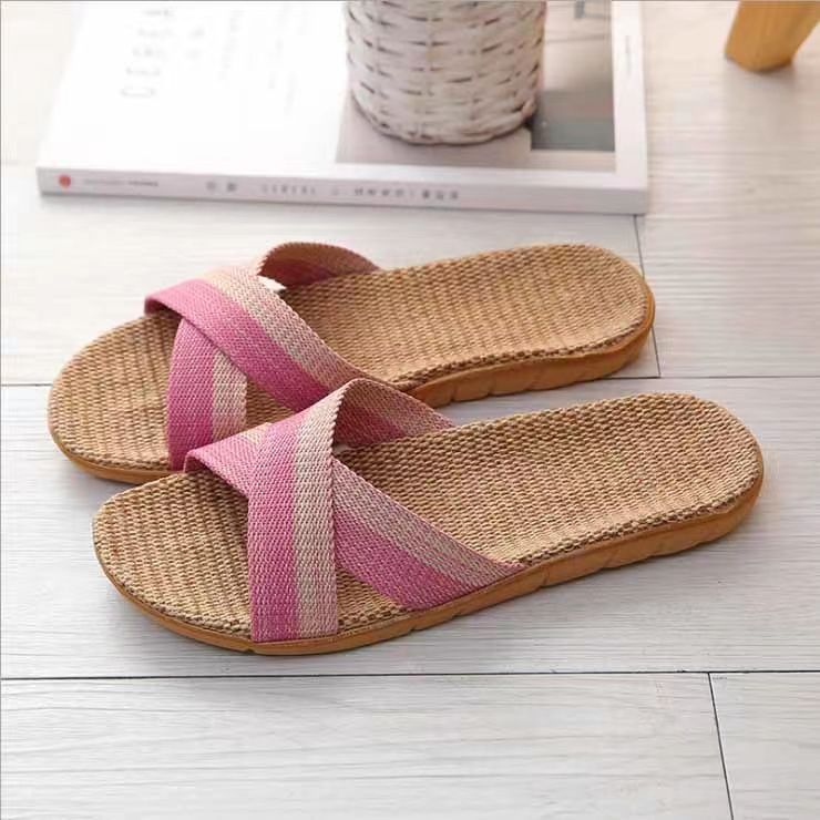 Linen Sandals for Couples Indoor Home Decor Cotton and Linen Slippers - Picture 5 of 7