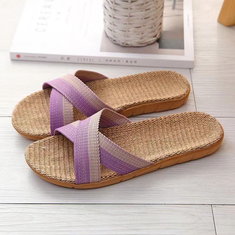 Linen Sandals for Couples Indoor Home Decor Cotton and Linen Slippers - Picture 6 of 7