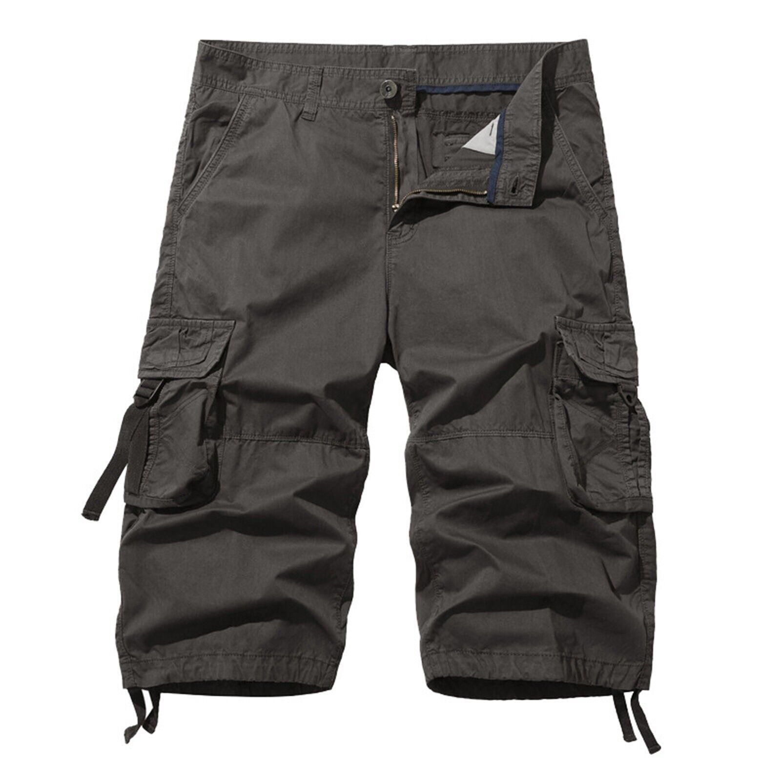 Summer Shorts Men's Sports Casual Capris Mens Multi Pockets Straight Cargo Pants - Picture 30 of 36