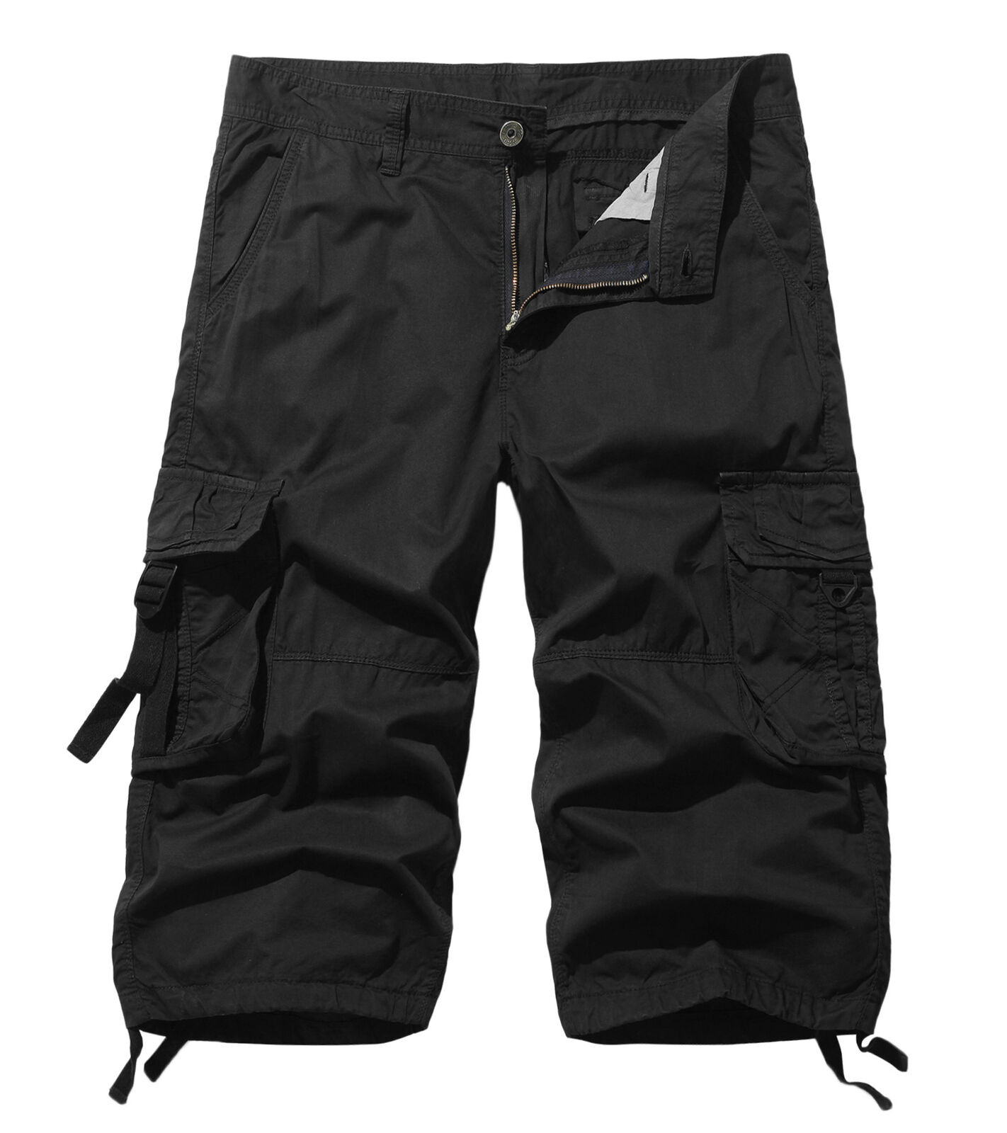 Summer Shorts Men's Sports Casual Capris Mens Multi Pockets Straight Cargo Pants - Picture 25 of 36