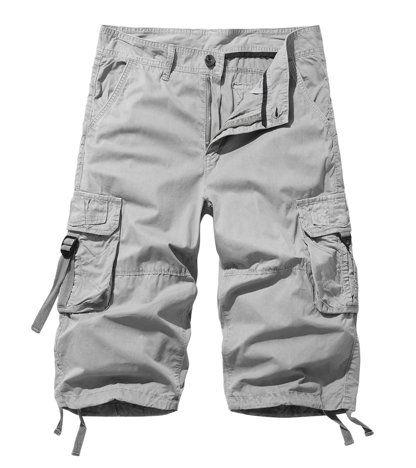 Summer Shorts Men's Sports Casual Capris Mens Multi Pockets Straight Cargo Pants - Picture 26 of 36
