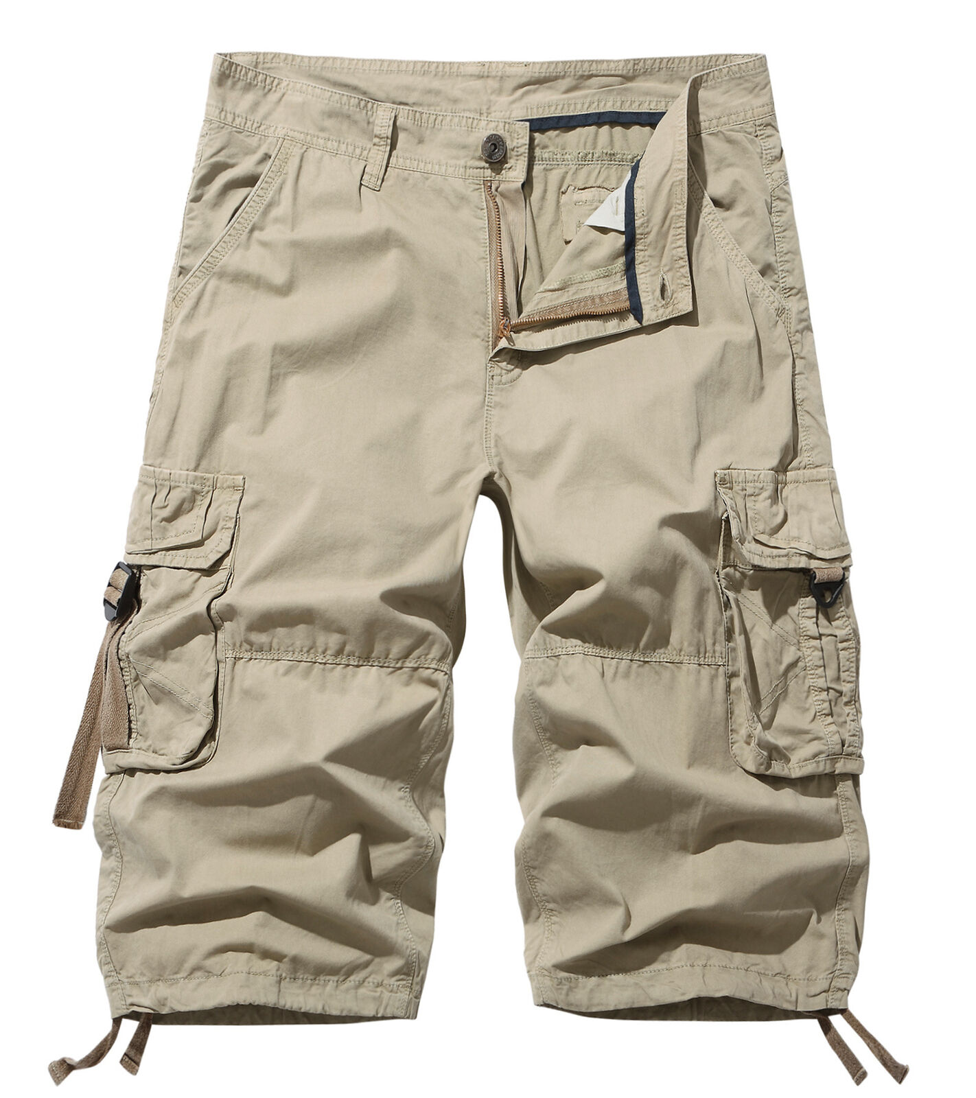 Summer Shorts Men's Sports Casual Capris Mens Multi Pockets Straight Cargo Pants - Picture 27 of 36