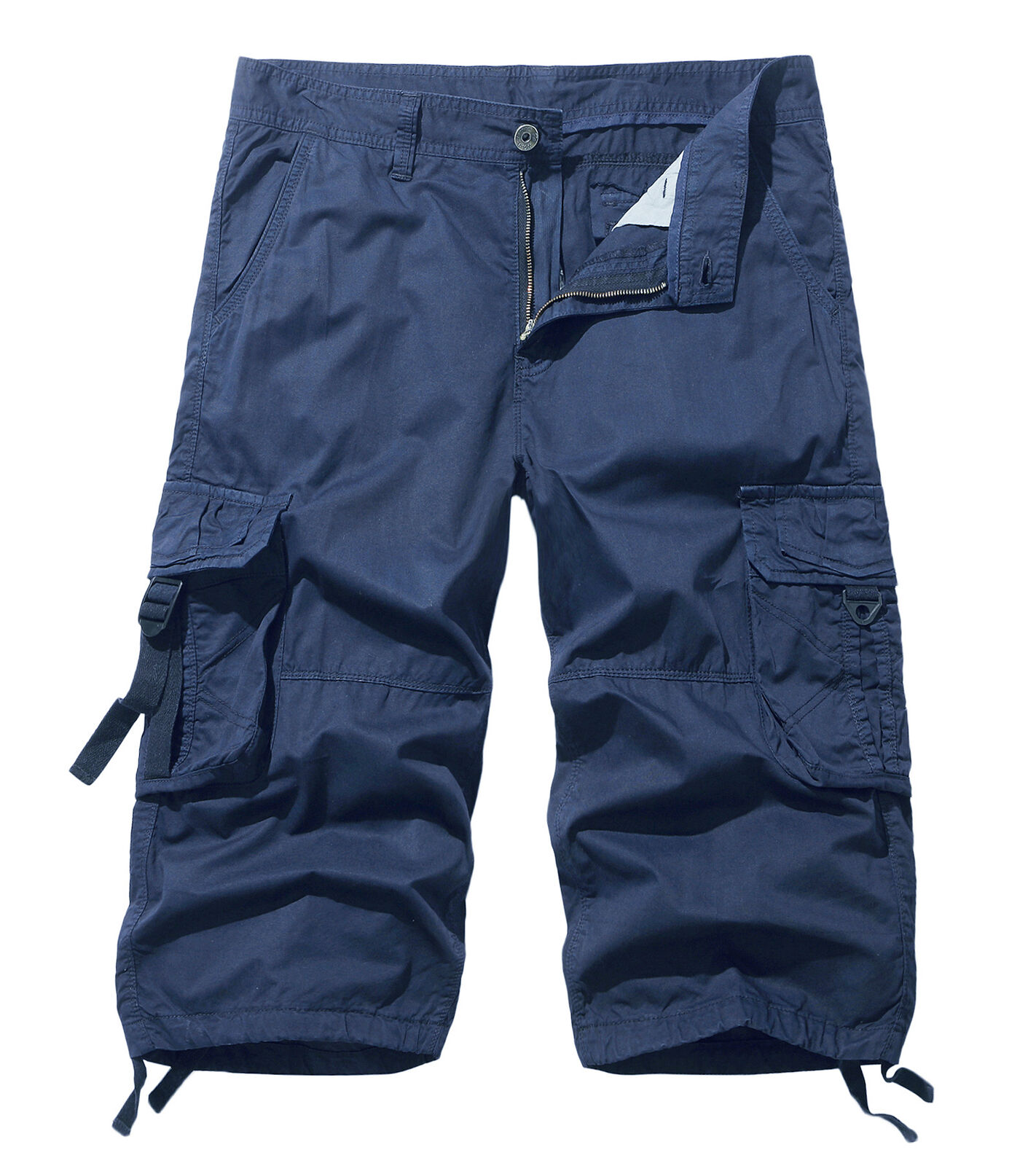 Summer Shorts Men's Sports Casual Capris Mens Multi Pockets Straight Cargo Pants - Picture 28 of 36