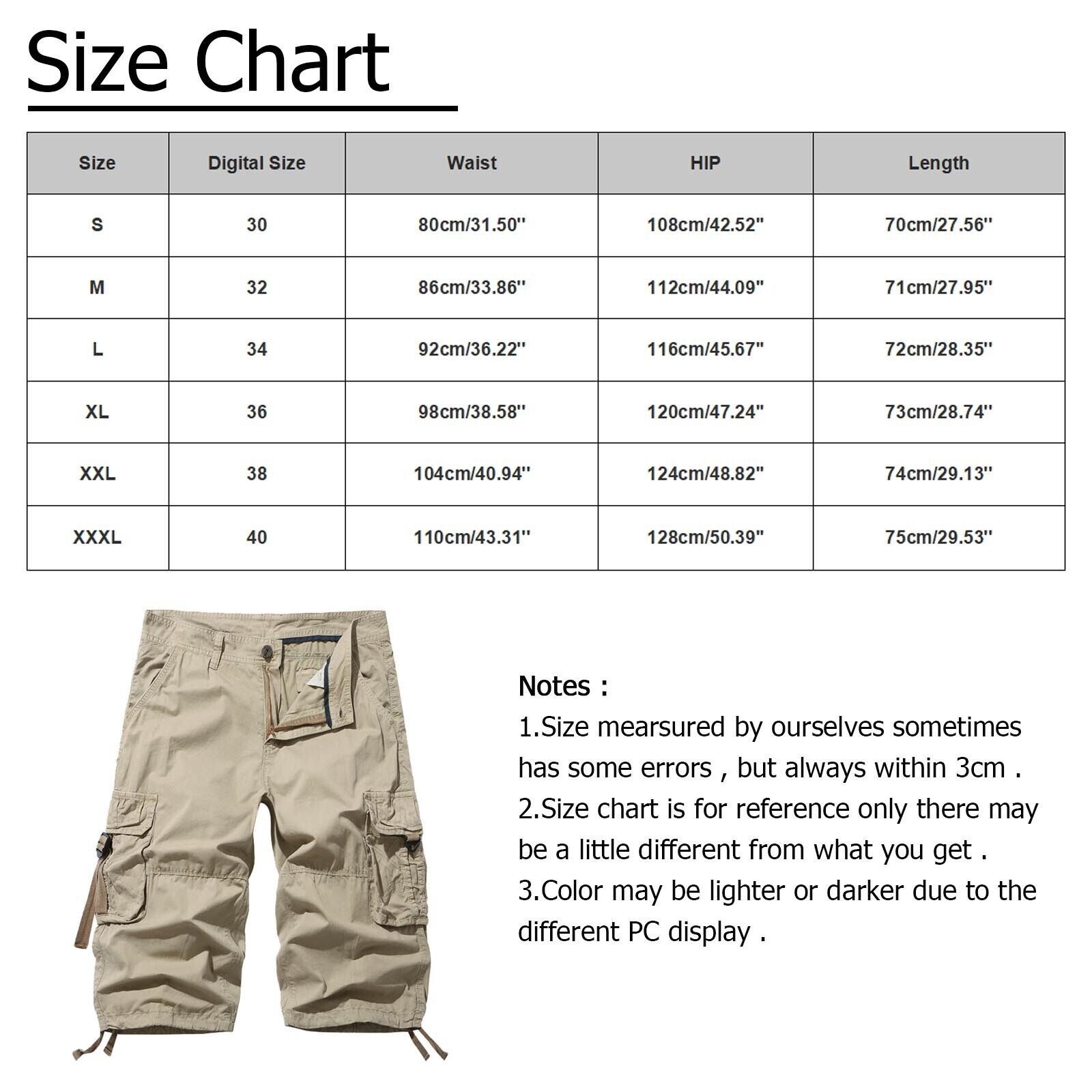 Summer Shorts Men's Sports Casual Capris Mens Multi Pockets Straight Cargo Pants - Picture 31 of 36