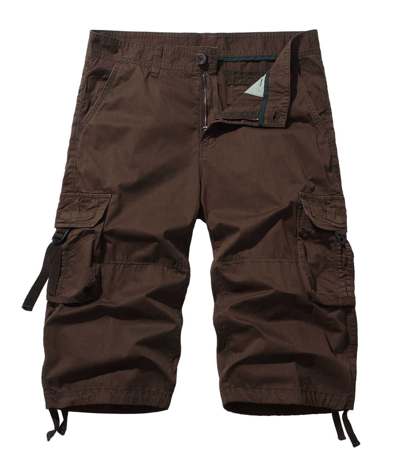 Summer Shorts Men's Sports Casual Capris Mens Multi Pockets Straight Cargo Pants - Picture 32 of 36