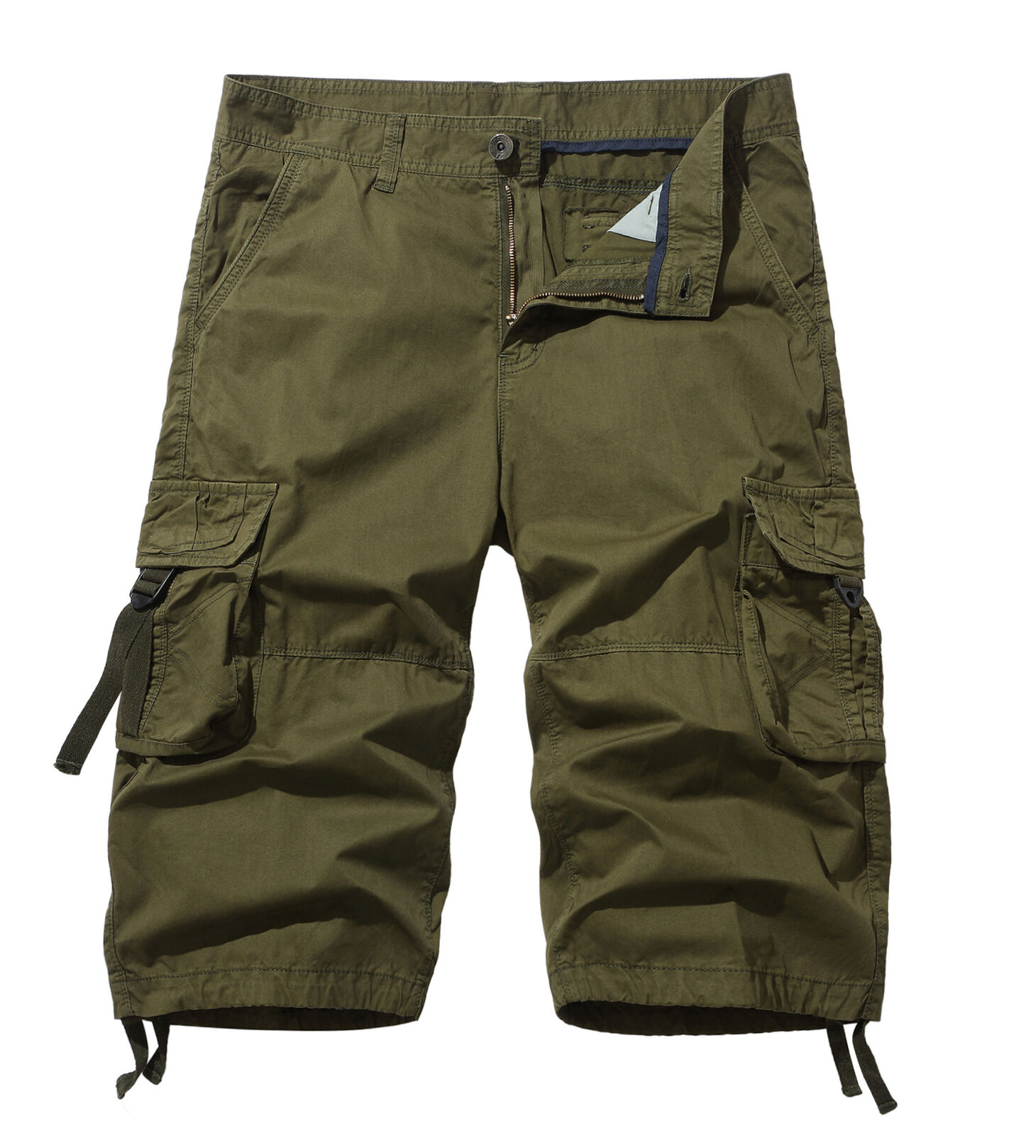 Summer Shorts Men's Sports Casual Capris Mens Multi Pockets Straight Cargo Pants - Picture 33 of 36