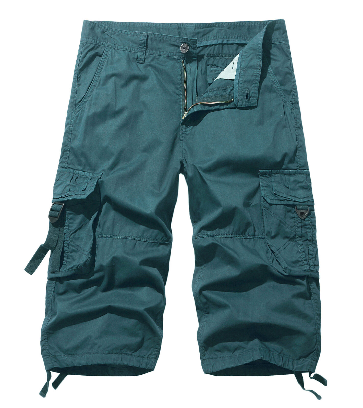 Summer Shorts Men's Sports Casual Capris Mens Multi Pockets Straight Cargo Pants - Picture 35 of 36