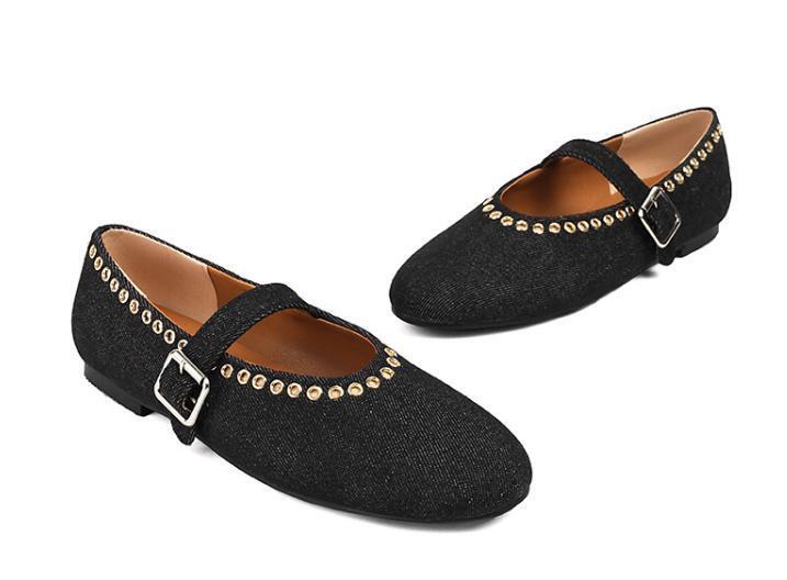 French Vintage Low Top Round Toe Womens Mary Jane Ballet Flats Casual Shoes Chic