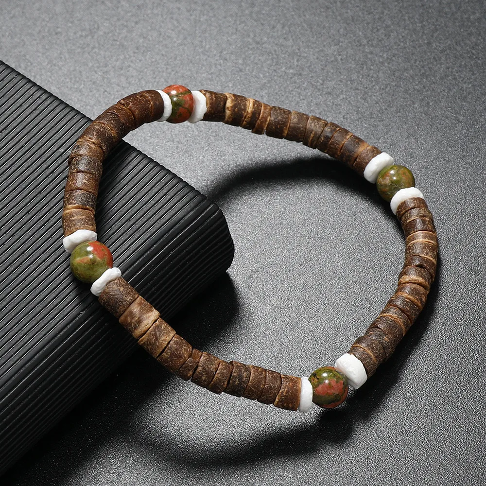 Bohemian Fashion Coconut Shell Bead Bracelet Hip-hop Natural Stone Bangle