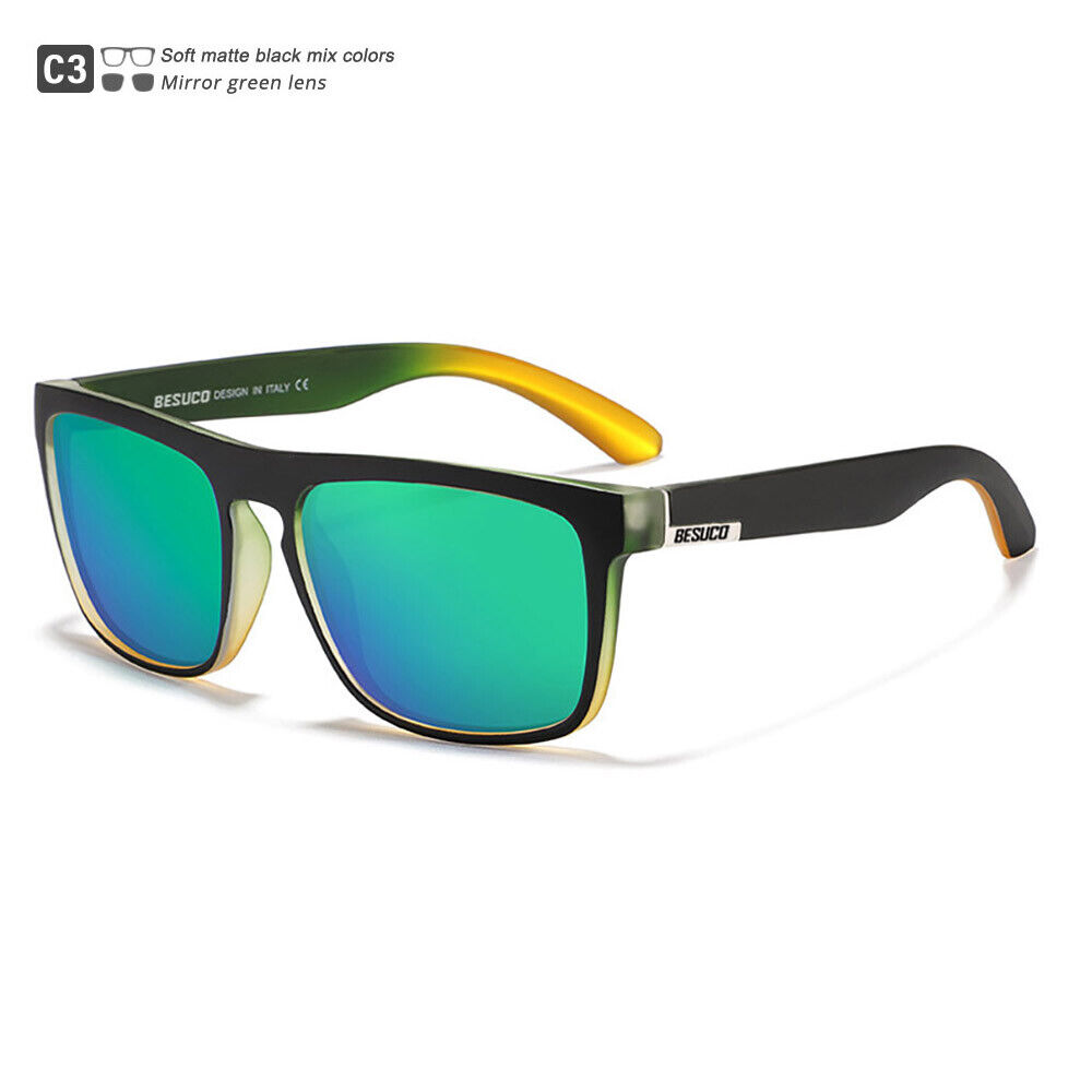 Occhiali da sole polarizzati quadrati a specchio per uomo donna occhiali da guida outdoor - Foto 10 di 11