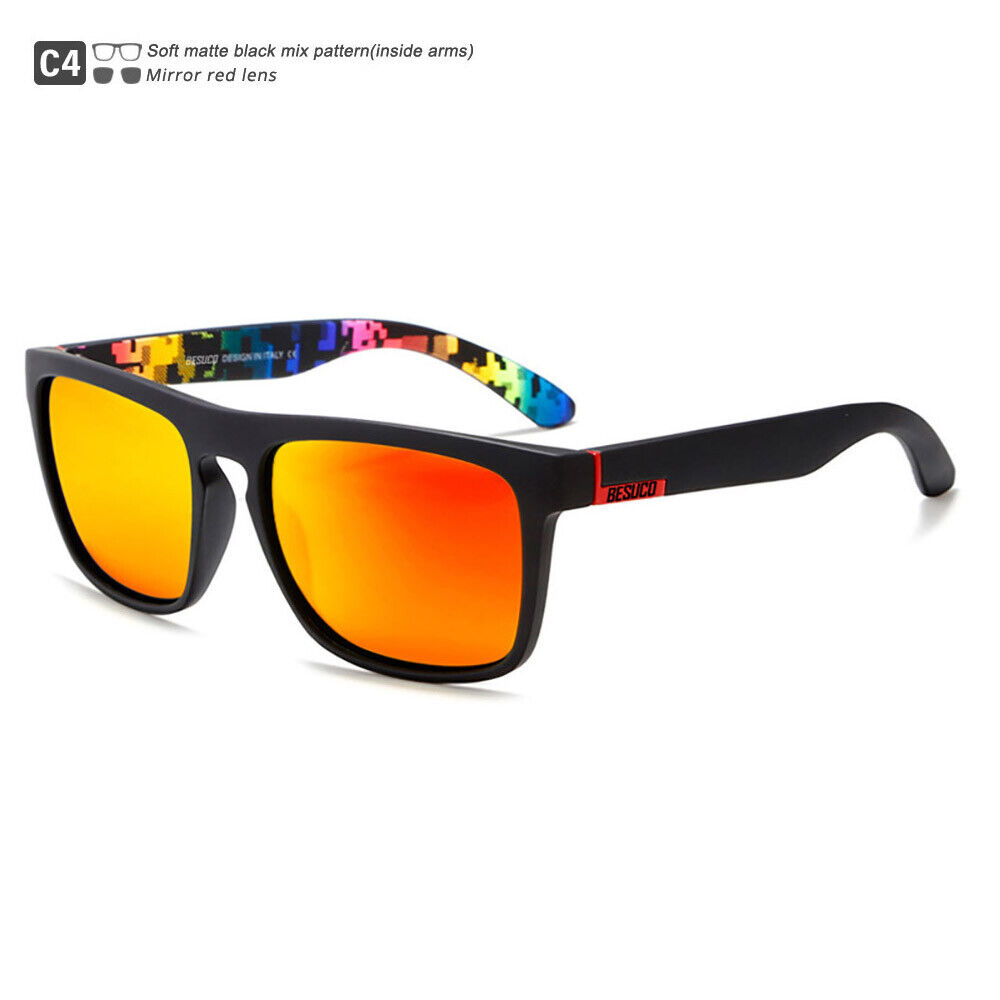 Occhiali da sole polarizzati quadrati a specchio per uomo donna occhiali da guida outdoor - Foto 11 di 11