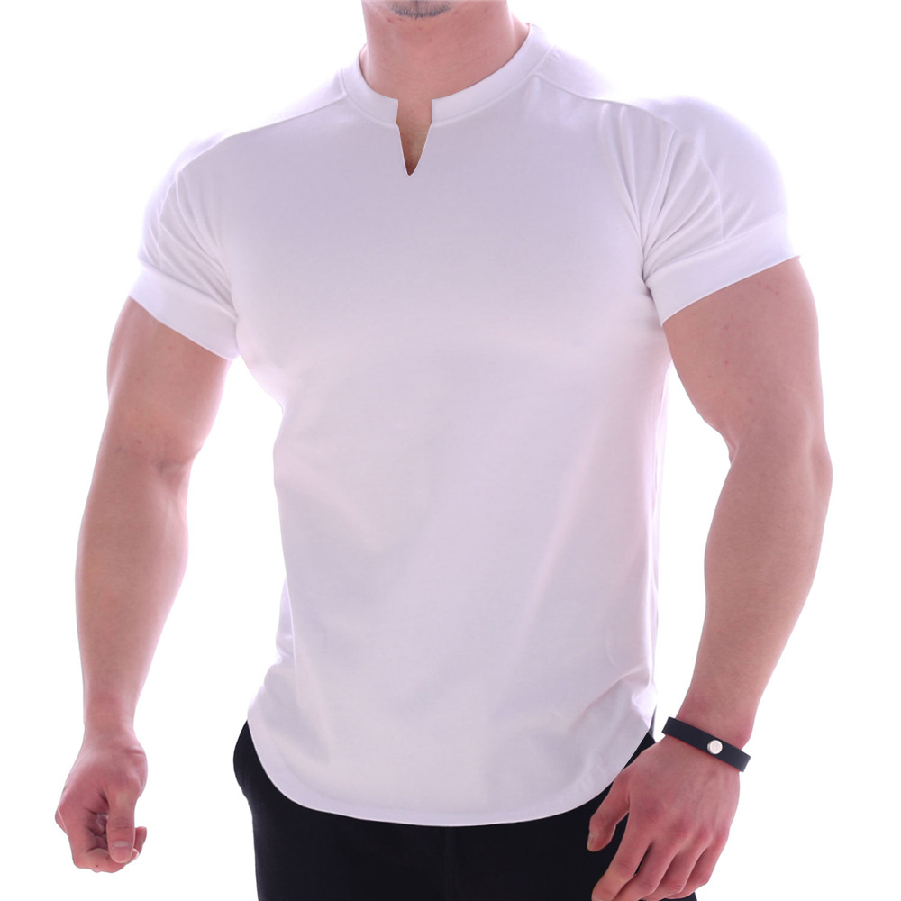 Solid color short sleeved men's running casual basketball loose fitting T-shirt