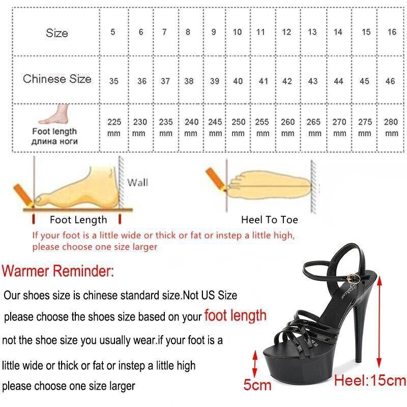 15cm Sexy Women High-heeled Stiletto Sandals Platform Pumps Party Shoes