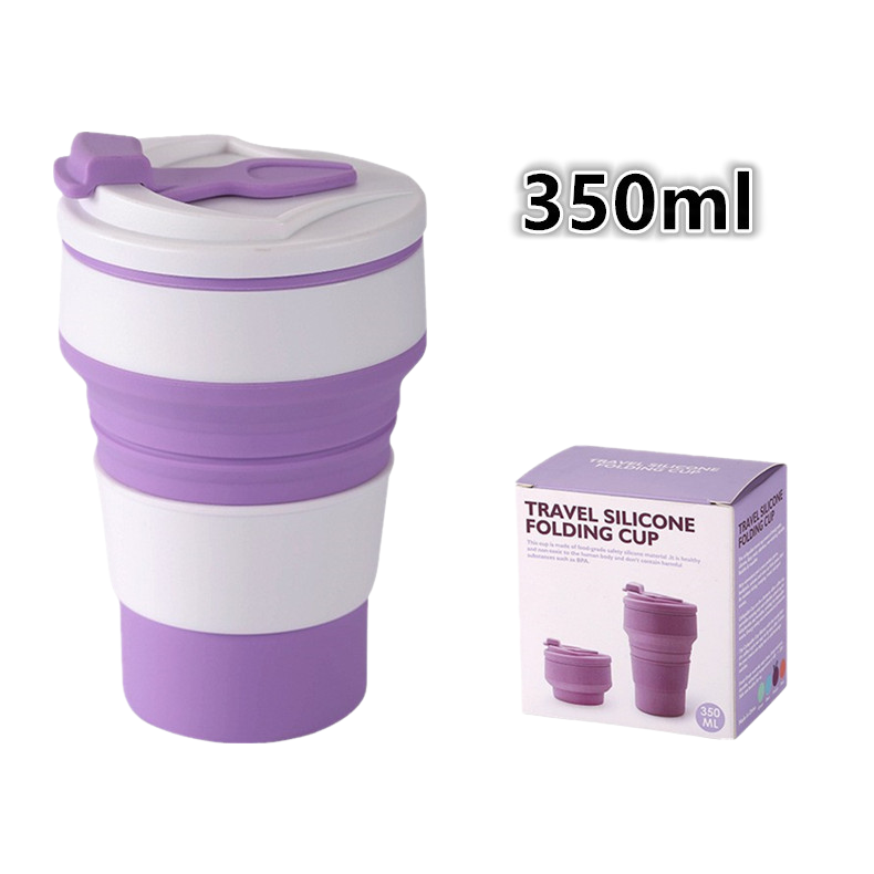 Folding Cup Collapsible Coffee Mug W/Lid Sport Hike Gym Travel Outdoor Portable - Picture 18 of 21